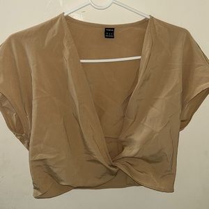 beige, tied style shirt